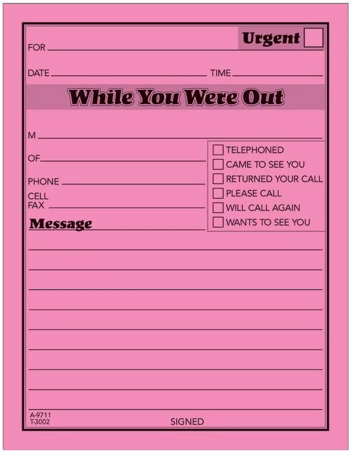 Adams While You Were Out Pads, 4.25 x 5.25 Inches, Assorted Neon Colors, 50 Sheets/Pad (6-Pack) (9711NEON)