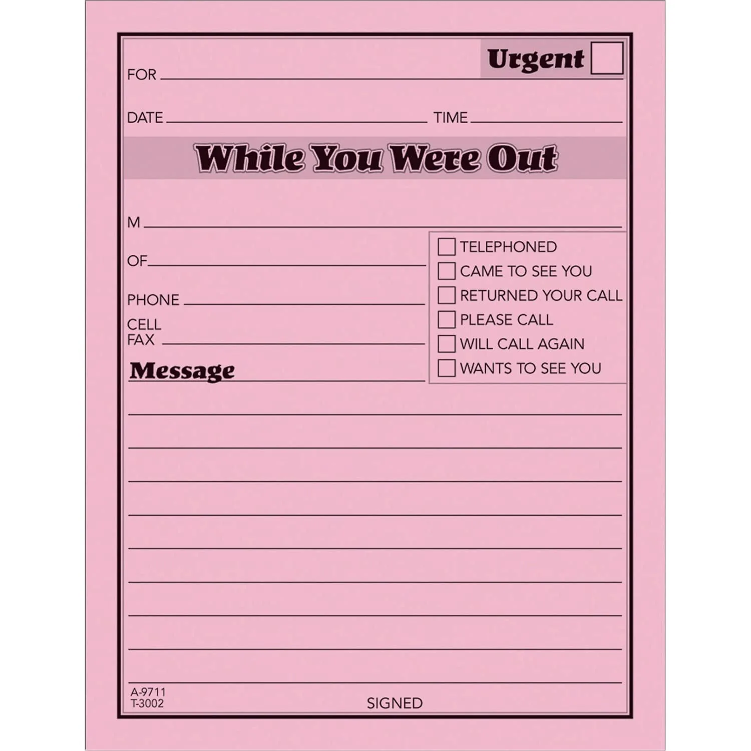 Adams While You Were Out Pads, 4.25 x 5.5 Inches, Pink, 50 Sheets per Pad, 12 Pads per Pack (9711D) 1 Pack