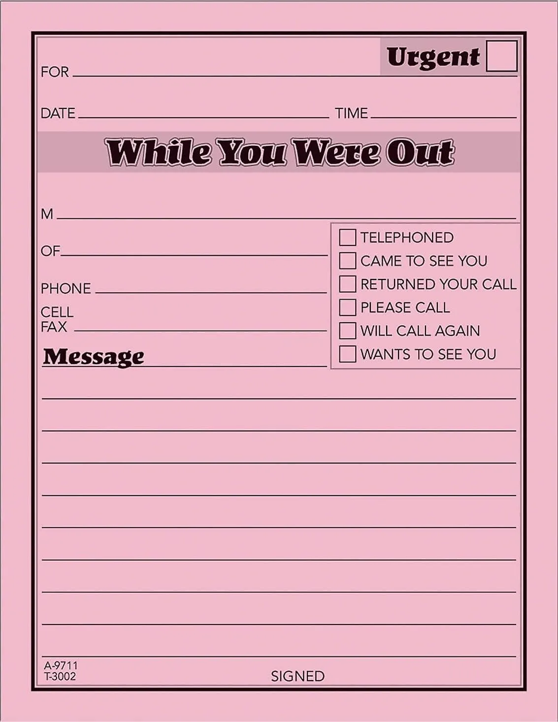 Adams While You Were Out Pads, 4.25 x 5.5 Inches, Pink, 50 Sheets per Pad, 12 Pads per Pack (9711D) 1 Pack