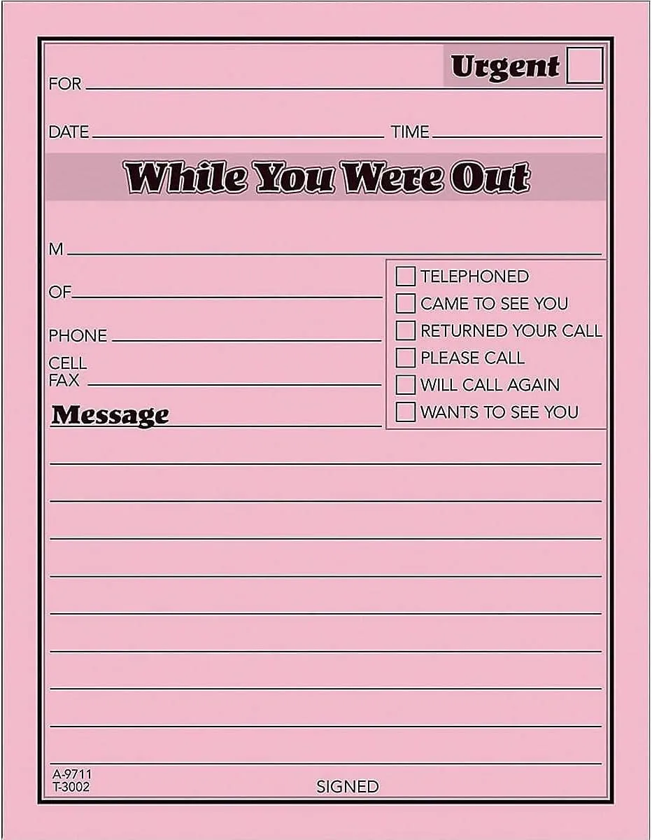 Adams While You Were Out Pads, 4.25 x 5.5 Inches, Pink, 50 Sheets per Pad, 12 Pads per Pack (9711D) 1 Pack
