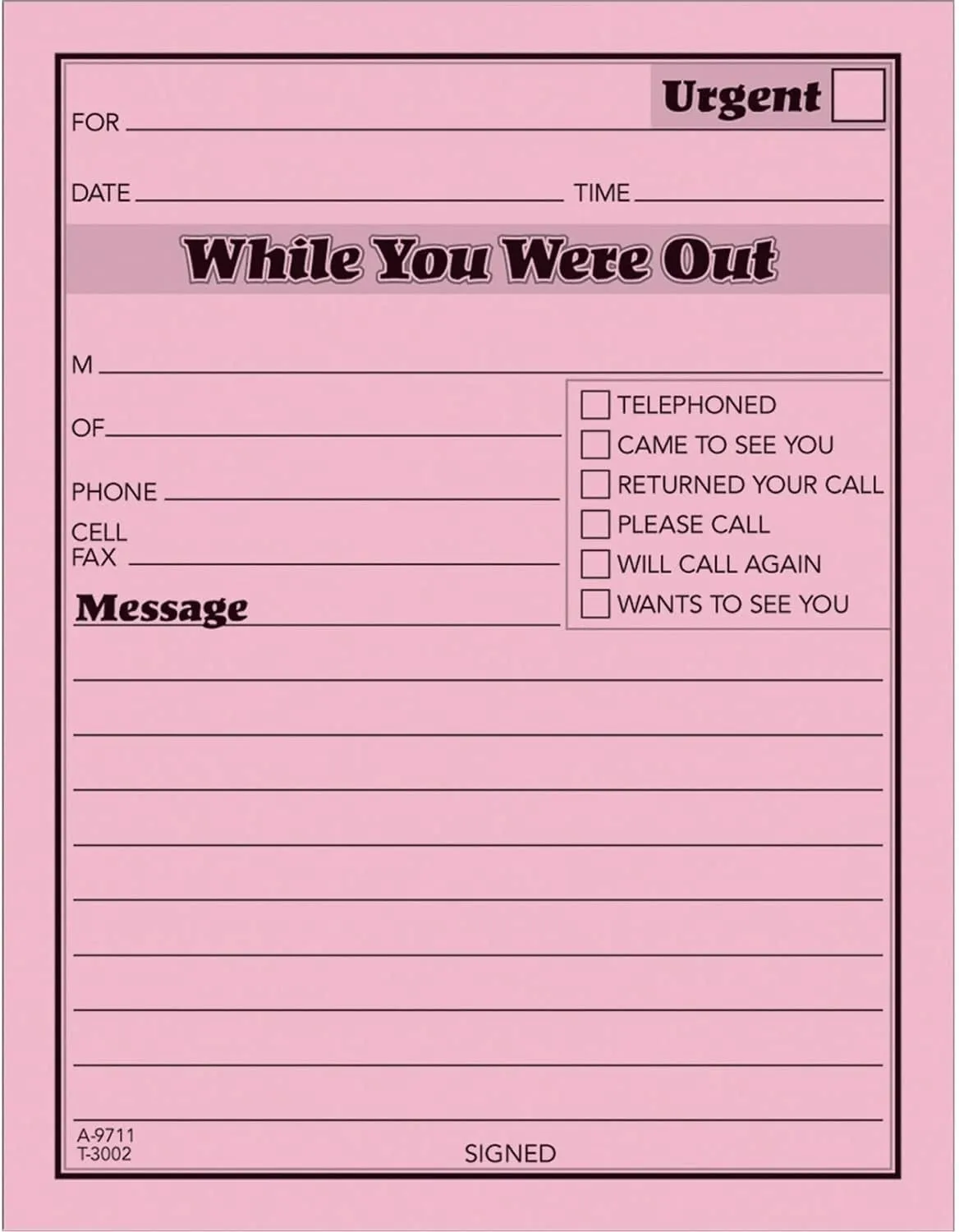 Adams While You Were Out Pads, 4.25 x 5.5 Inches, Pink, 50 Sheets per Pad, 12 Pads per Pack (9711D) 1 Pack