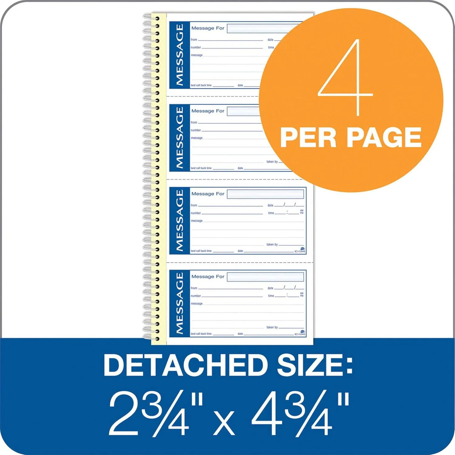 Adams Write 'N Stick Message Pad, 2-Part Carbonless, Blue, 5.25 x 11, 200 Sets
