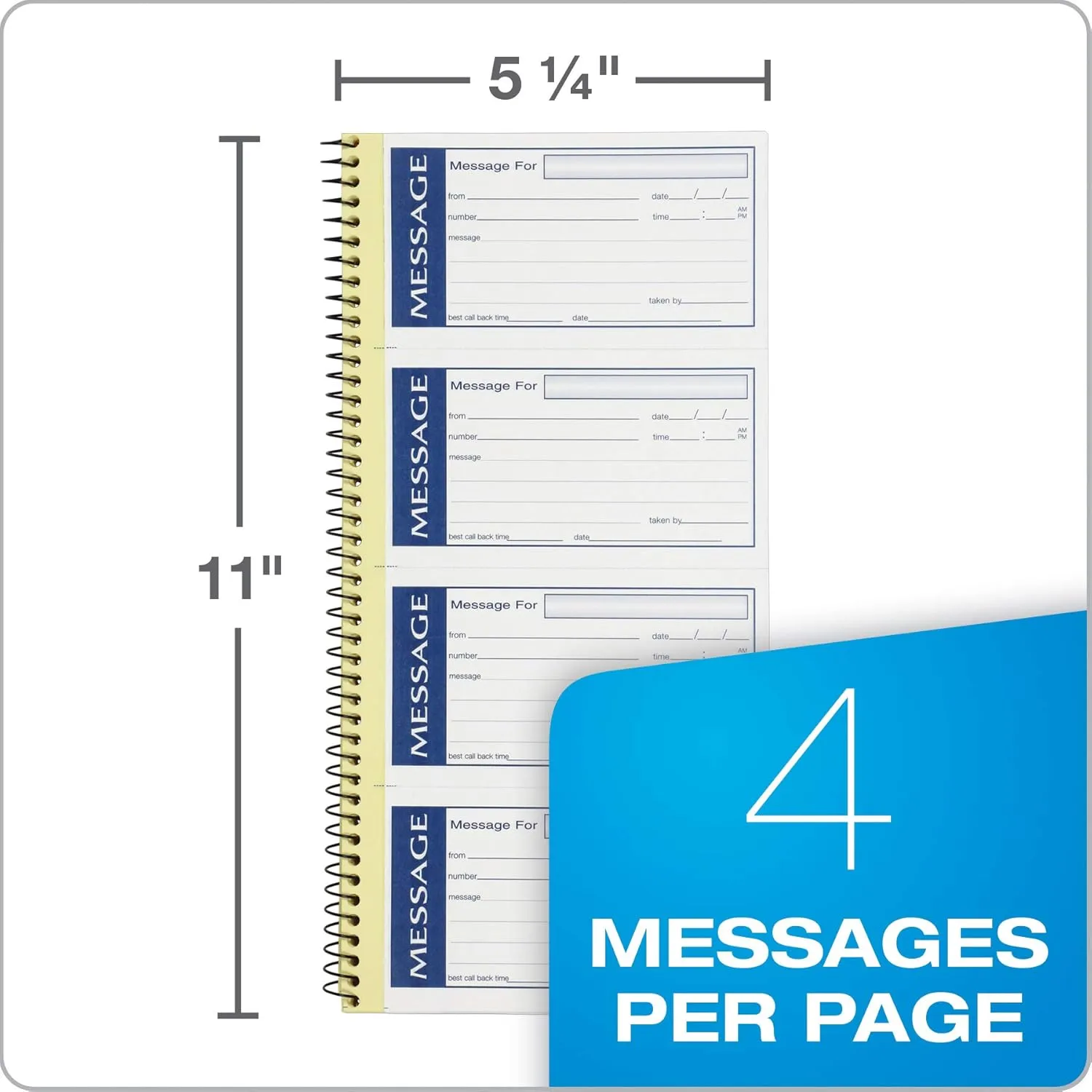 Adams Write 'N Stick Message Pad, 2-Part Carbonless, Blue, 5.25 x 11, 200 Sets