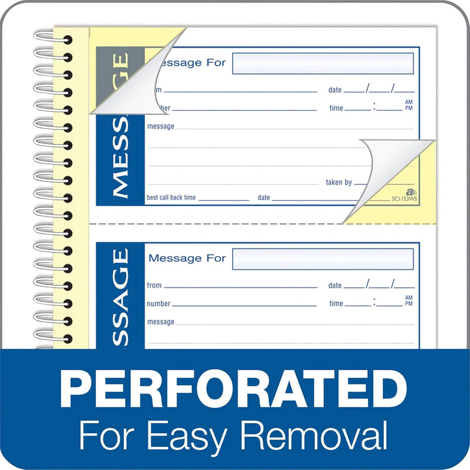 Adams Write 'N Stick Message Pad, 2-Part Carbonless, Blue, 5.25 x 11, 200 Sets