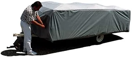 ADCO 12293 Pop Up Trailer SFS Aqua Shed Cover - 12'1" to 14', Gray 12'1"-14'