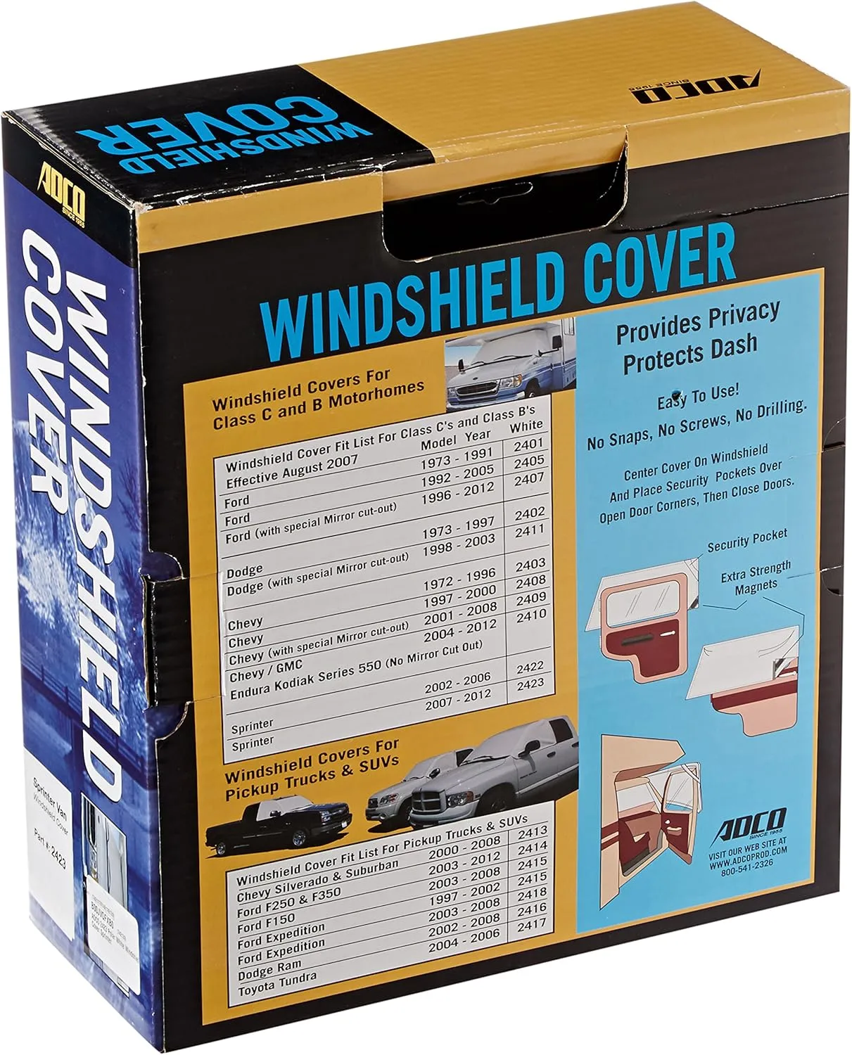 ADCO 2423 Polar White Windshield Cover Sprinter