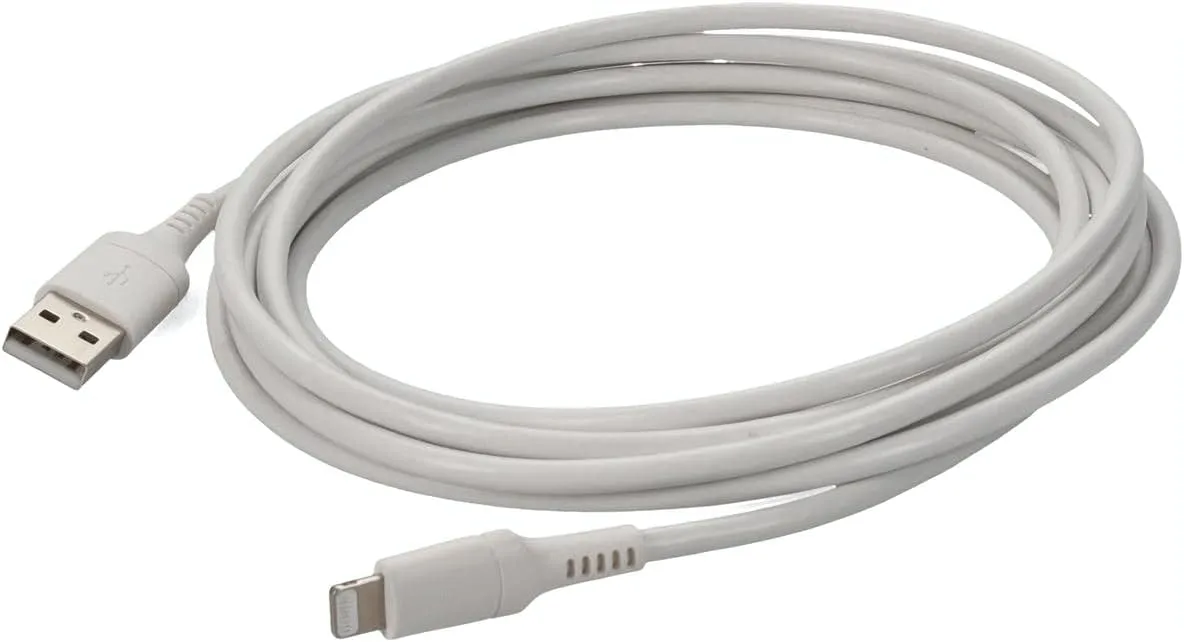 AddOn 3.0m (9.8ft) USB 2.0 (A) Male to Lightning Male Sync and Charge White Cable