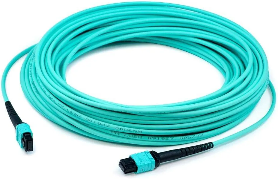 AddOn 3m OM3 MPO/MPO Aqua 12-Strand Fiber Patch Cable (OFNR)