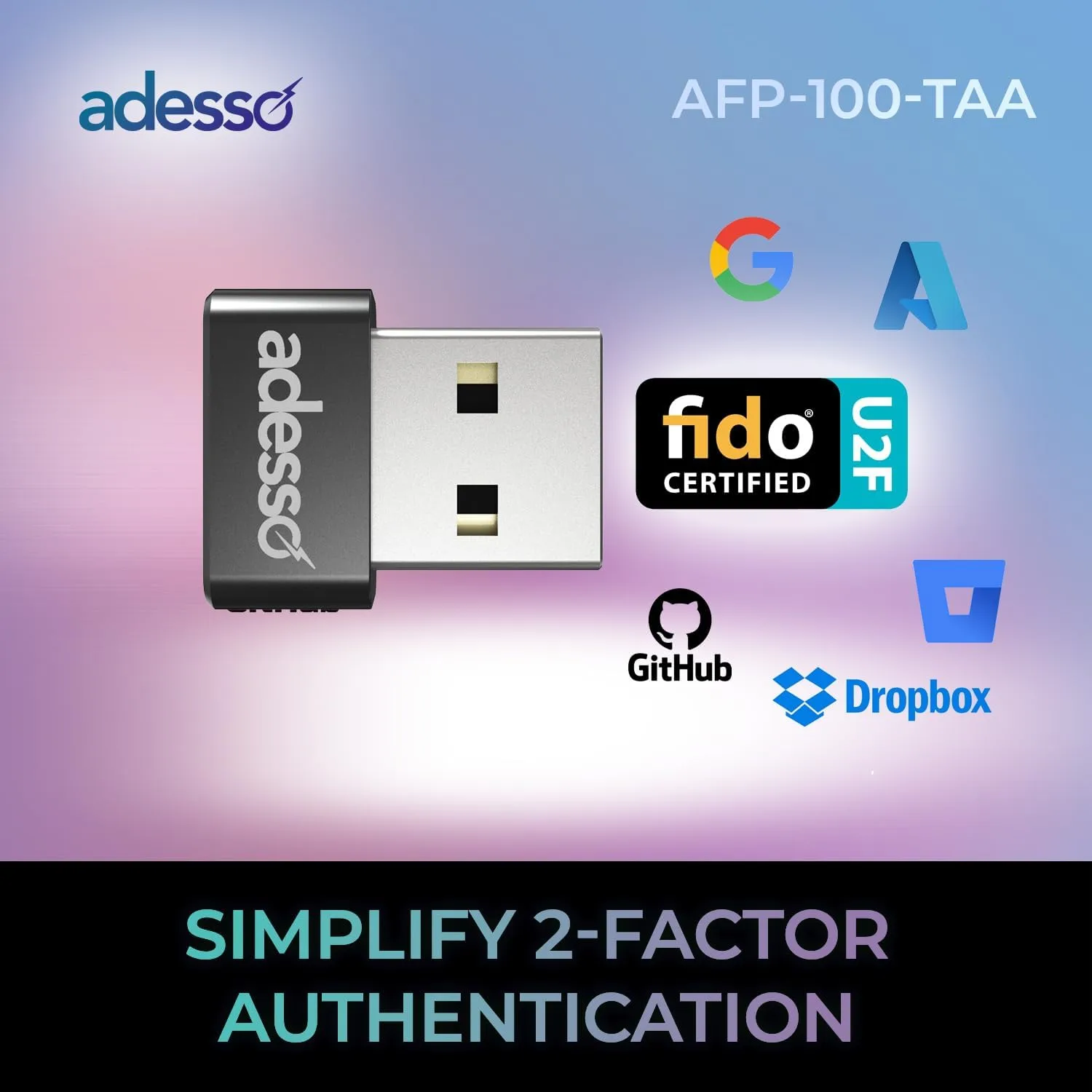 Adesso USB Fingerprint Reader Windows Hello Compatible Built-in Biometric Security AES256 Encryption Made in Taiwan TAA