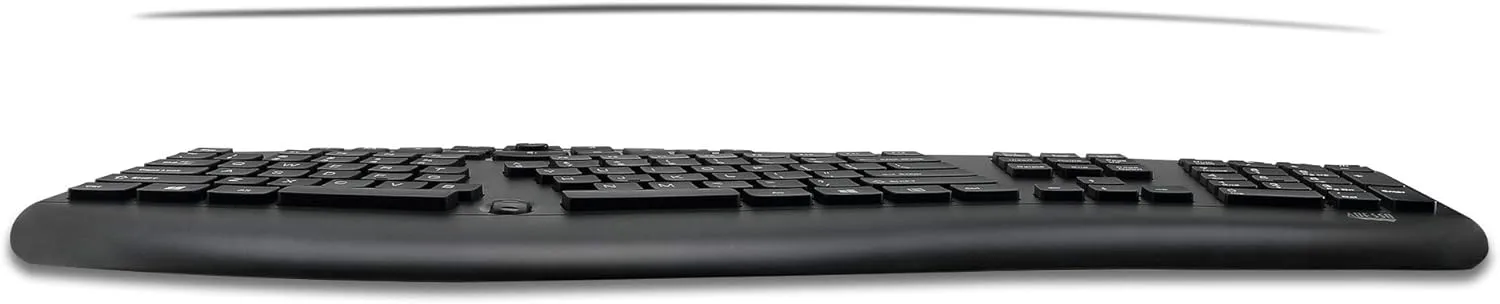 AKB-160UB Wired Ergonomic Keyboard with Integrated Palm Rest, Chiclet Keycaps, and Multimedia Hotkeys