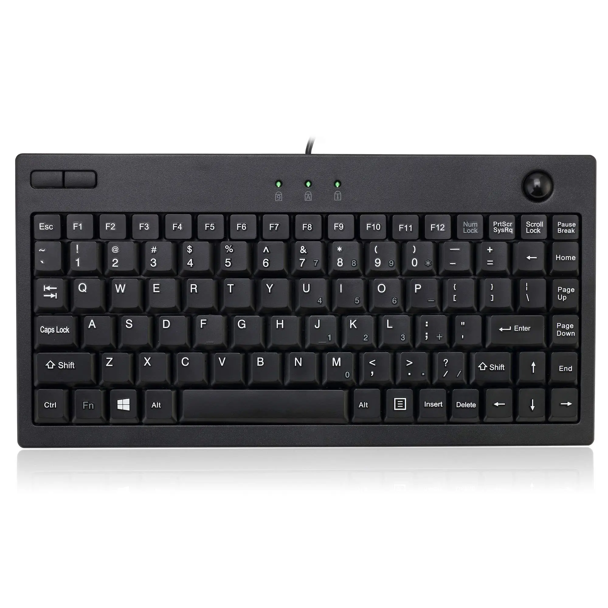 AKB-310UB - Wired USB Mini Trackball USB Keyboard, 87-Key US Layout, Black
