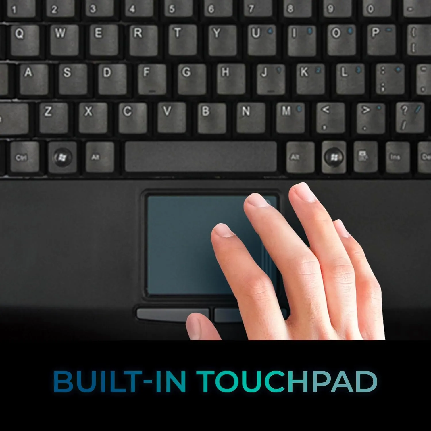 Adesso AKB-410UB SlimTouch Mini USB Keyboard With Built-In Touchpad, Black