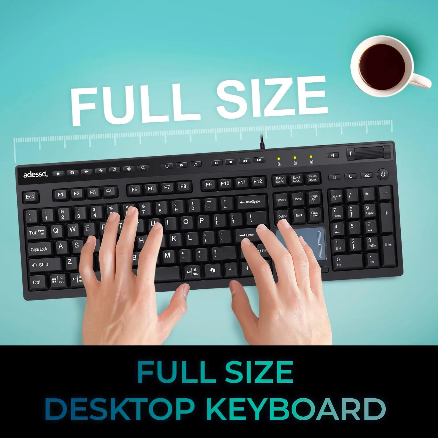 EasyTouch 445 Multi-Channel Wired Touchpad Keyboard, Black (AKB-445UB)