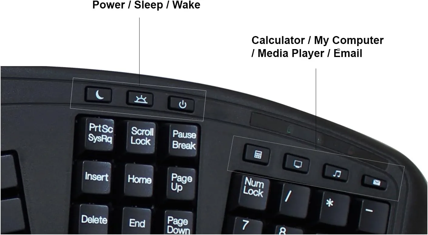 AKB-450UB - Ergonomic Keyboard with Built-in Touchpad, Wired, Multimedia Hotkeys, Split Keys Design