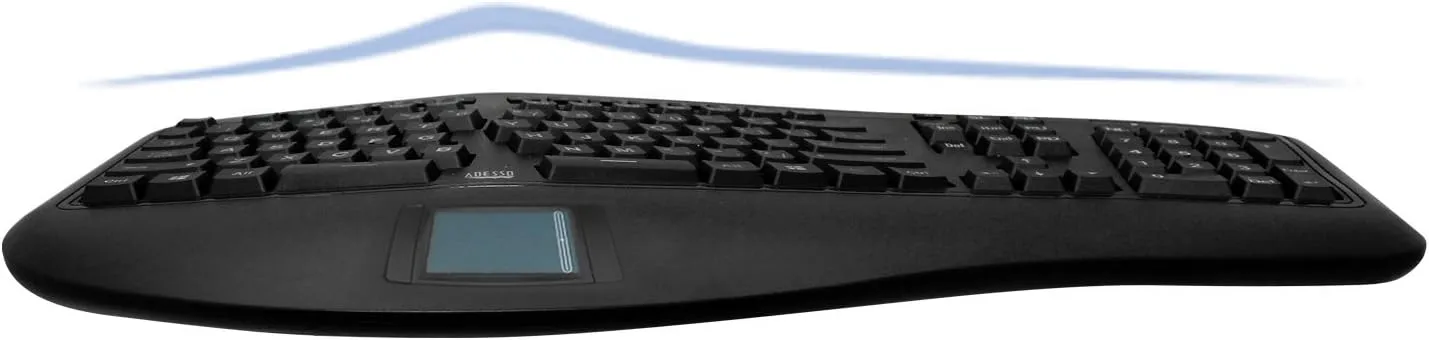 AKB-450UB - Ergonomic Keyboard with Built-in Touchpad, Wired, Multimedia Hotkeys, Split Keys Design
