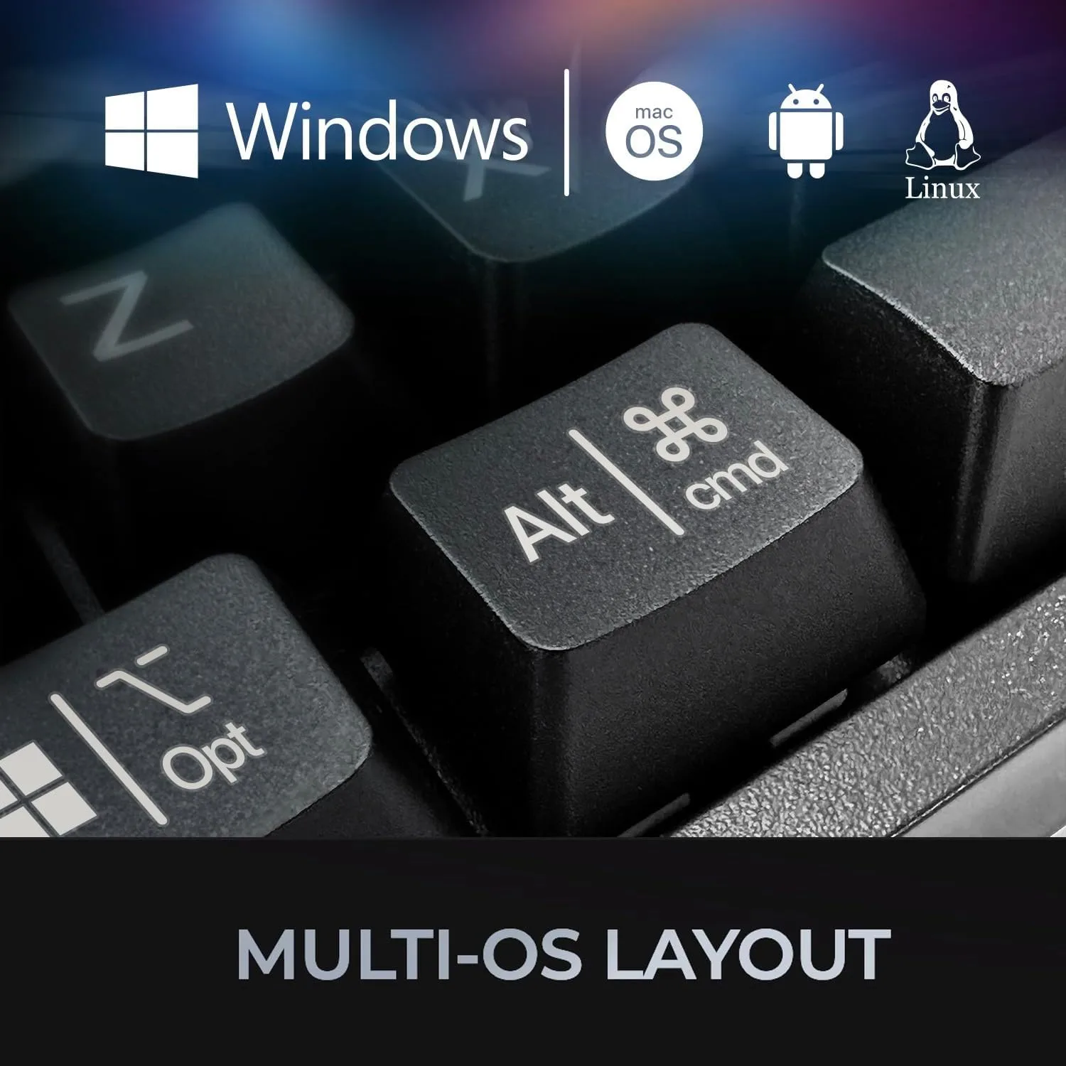AKB-610UB Multi-OS Mechanical Compact Keyboard with Copilot Ai Hotkey, Blue Switch, Clicky and Tactile