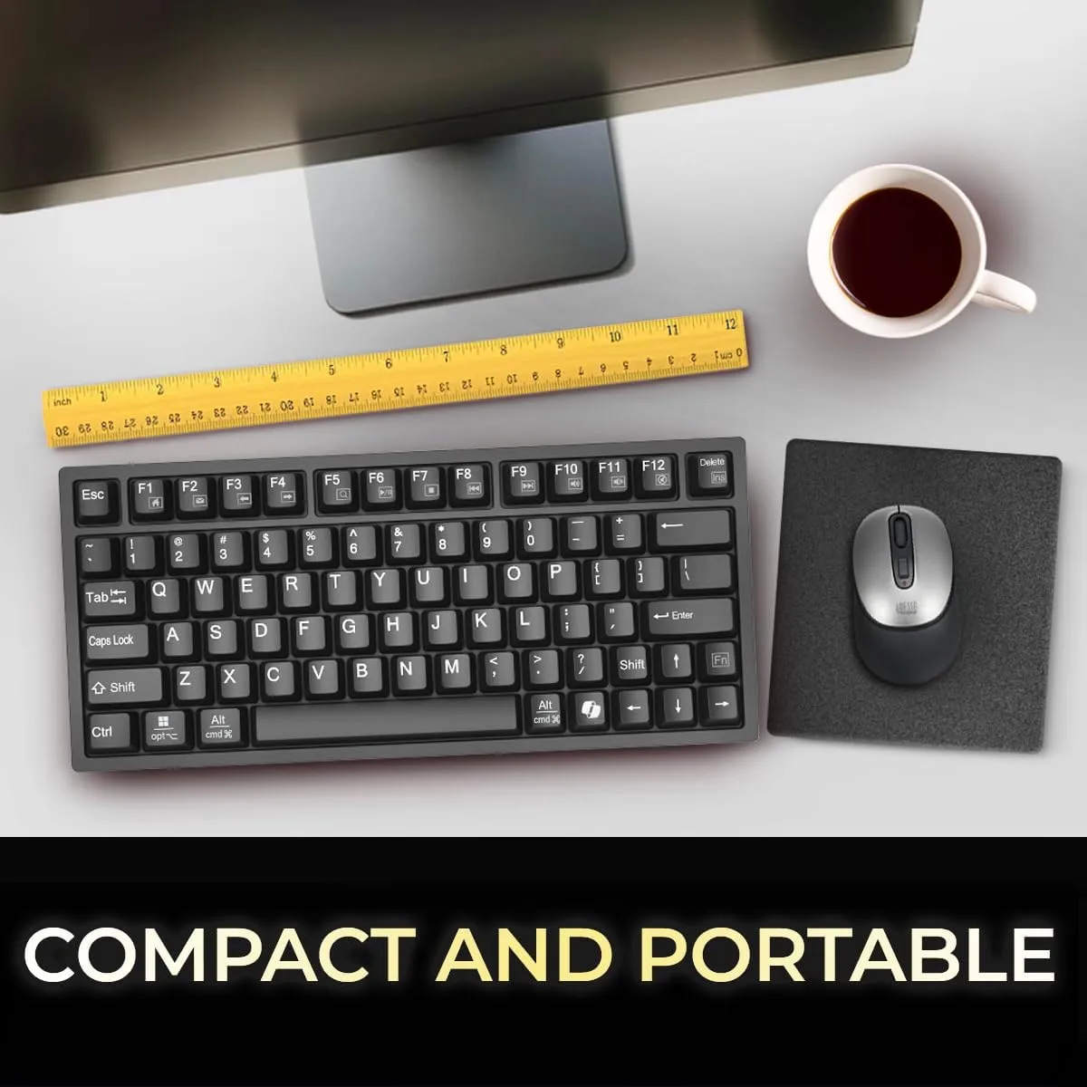 AKB-610UB Multi-OS Mechanical Compact Keyboard with Copilot Ai Hotkey, Blue Switch, Clicky and Tactile