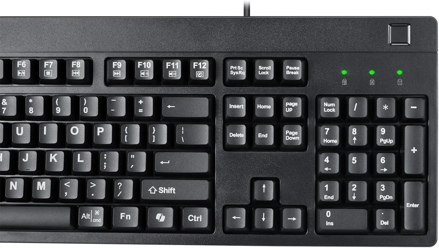 Adesso TAA Compliant Fingerprint Keyboard with AES 256 Encryption USB Wired Full Size 104 Key Layout Windows Hello