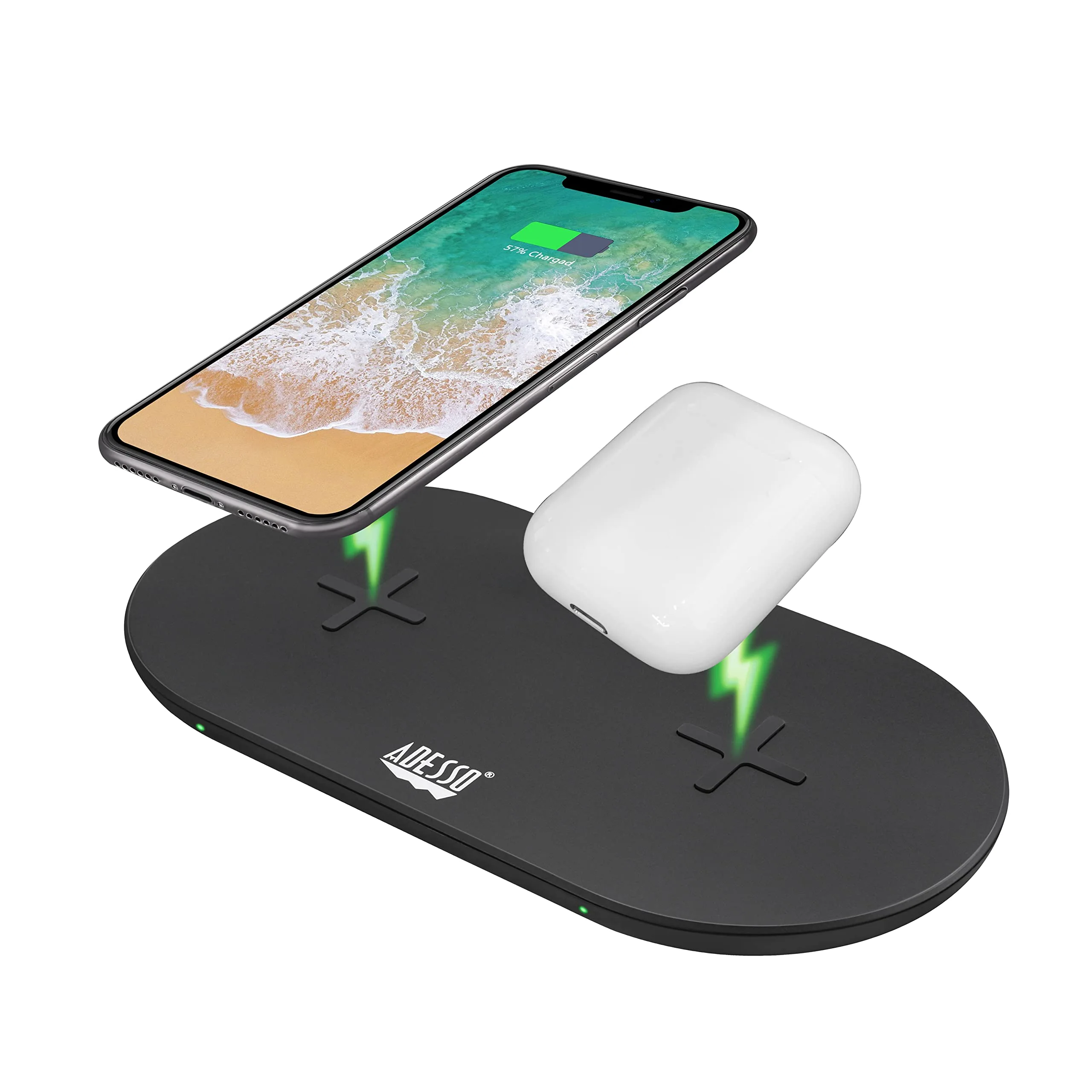 Adesso AUH-1040 15W Max Dual Wireless Qi-Certified Fast Charging Pad