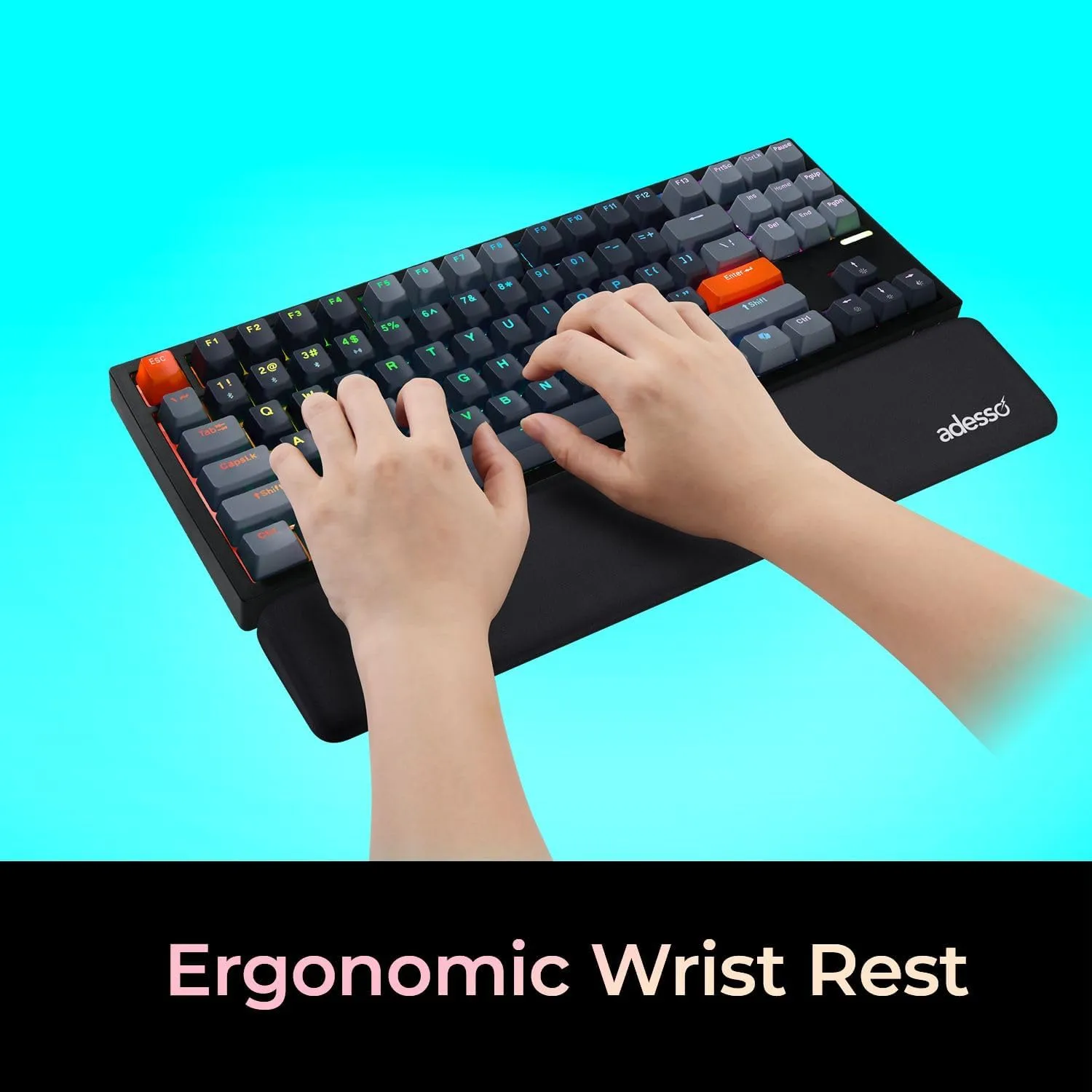 ADESSO Keyboard Wrist Rest Ergonomic Memory Foam Support Pad for Office Gaming