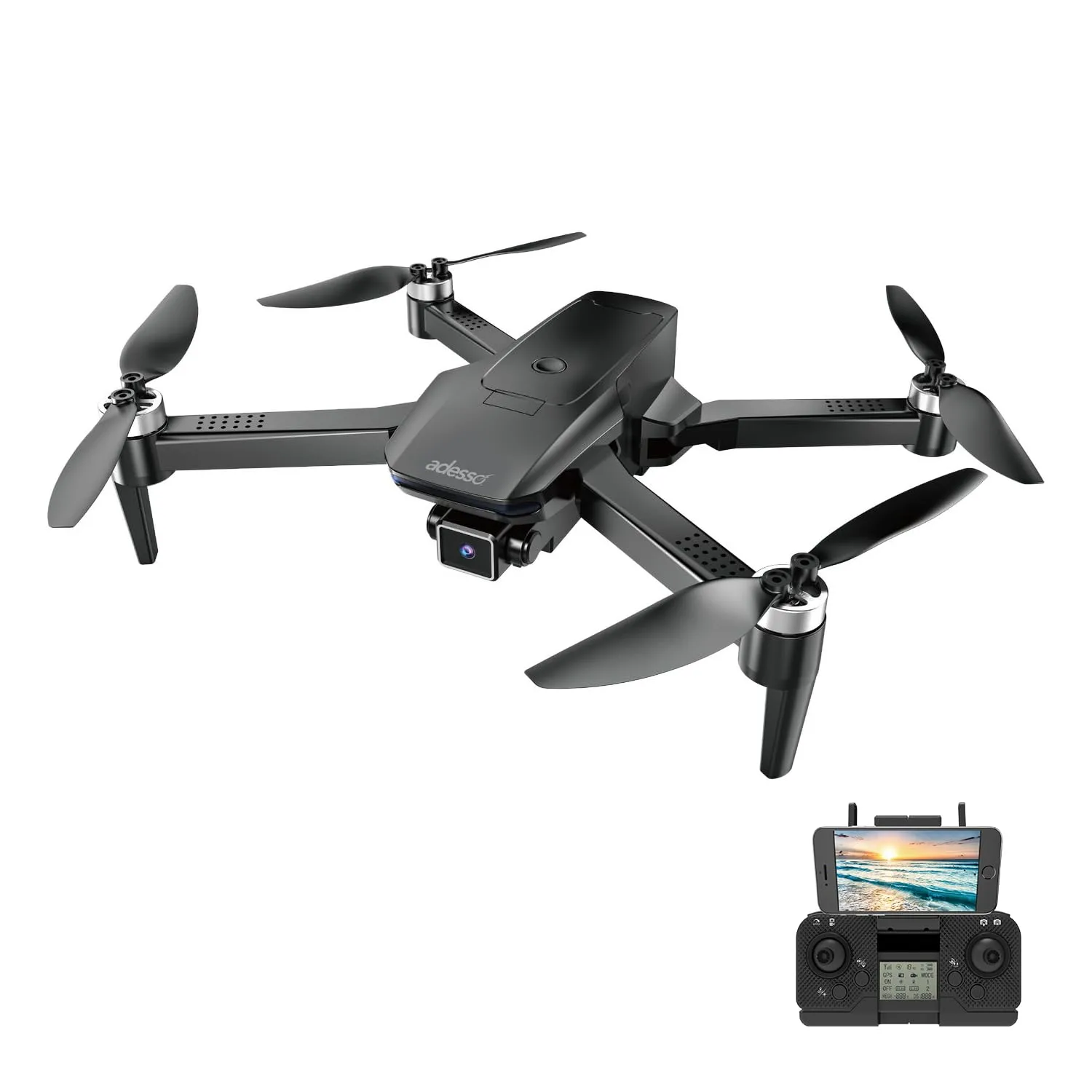 Adesso CyberDrone X3 2K FPV Camera Drone GPS WiFi 300 Meter Range Dual Control Lightweight Quadcopter with Gimbal and Remote