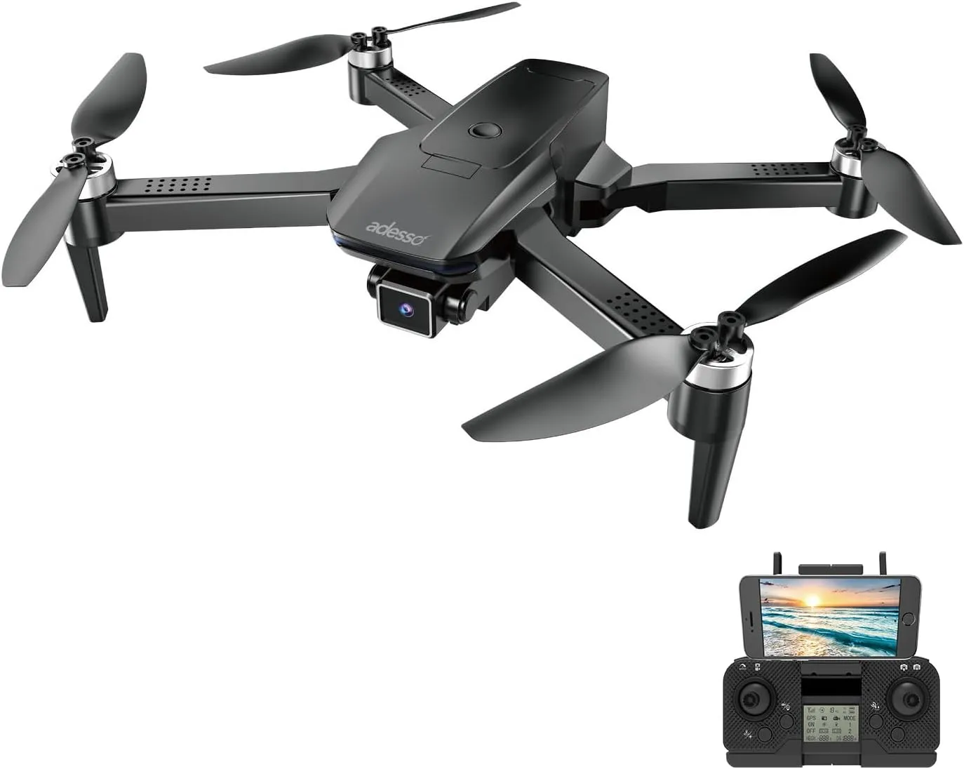 Adesso CyberDrone X3 2K FPV Camera Drone GPS WiFi 300 Meter Range Dual Control Lightweight Quadcopter with Gimbal and Remote