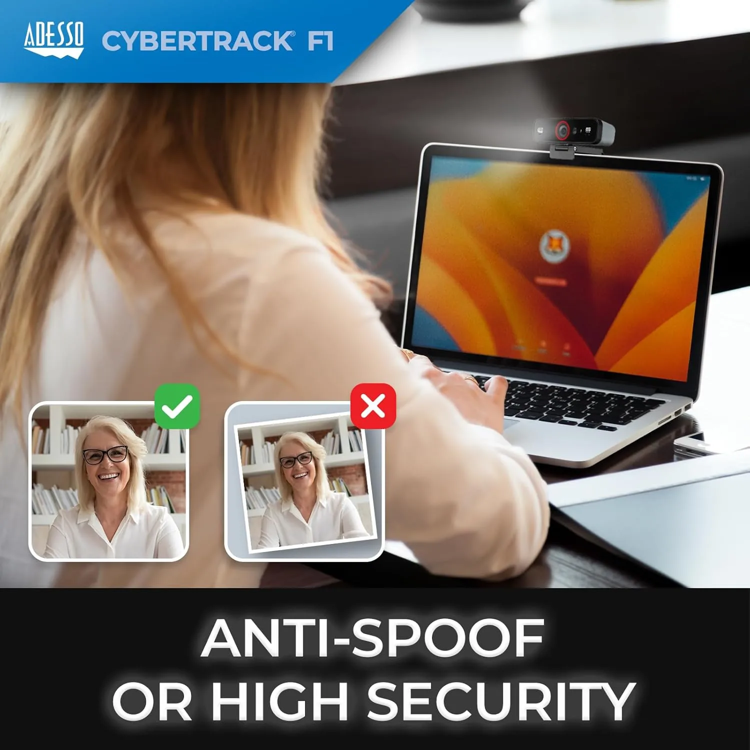 CyberTrack F1 1080P HD Fixed Focus USB Windows Hello Webcam
