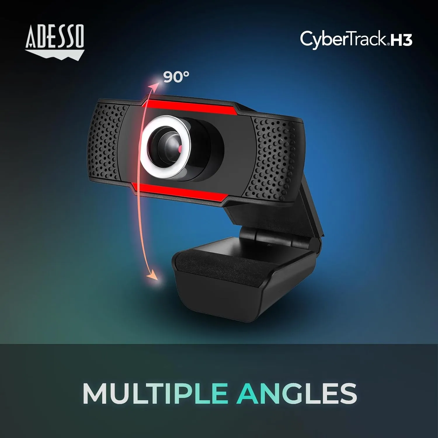 Adesso CyberTrack H3 Webcam, 2-3/16inH x 2-3/16inW x 2inD, AEOCYBERTRCKH3
