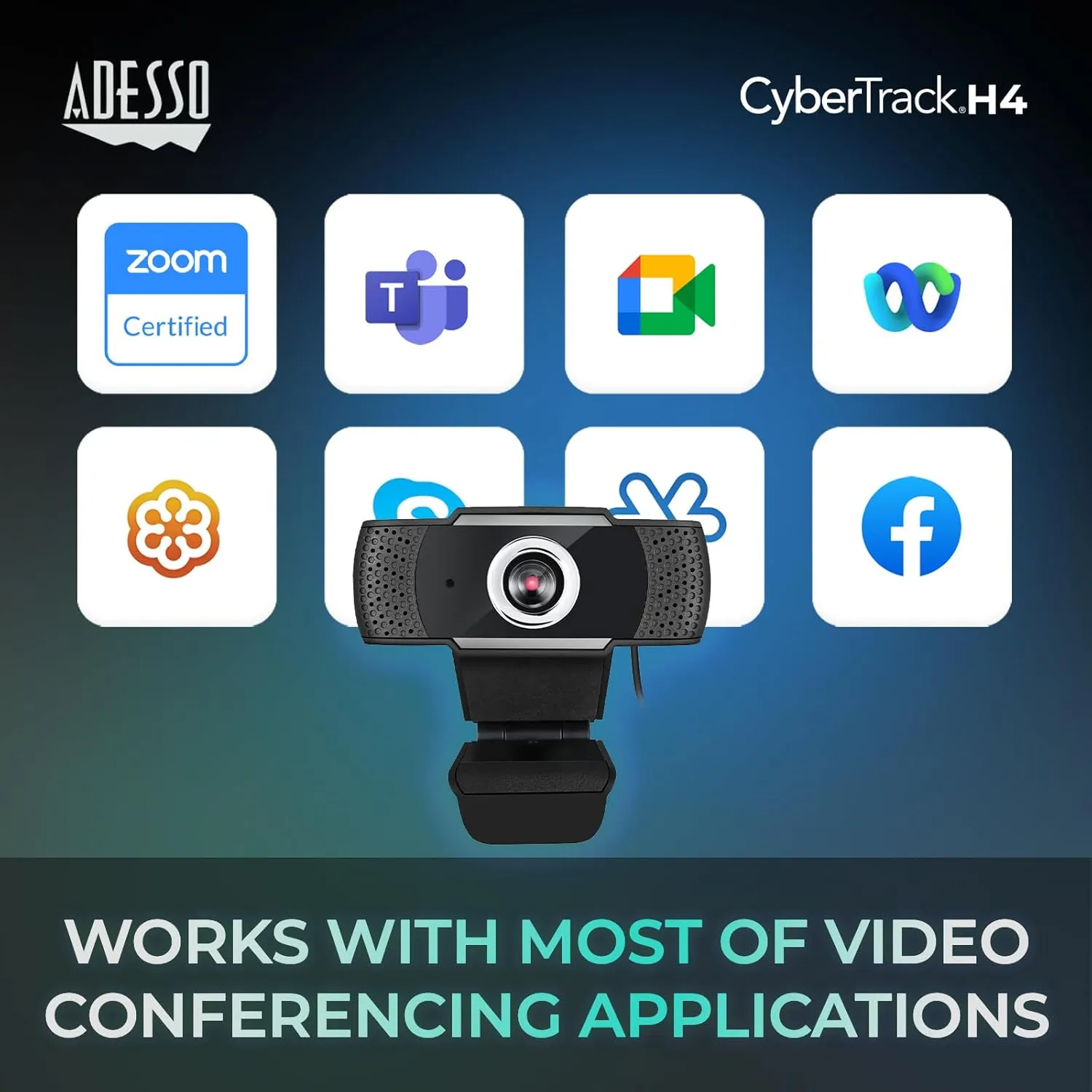 CyberTrack H4 Webcam 1080P HD USB Webcam with Built-in Microphone, Black