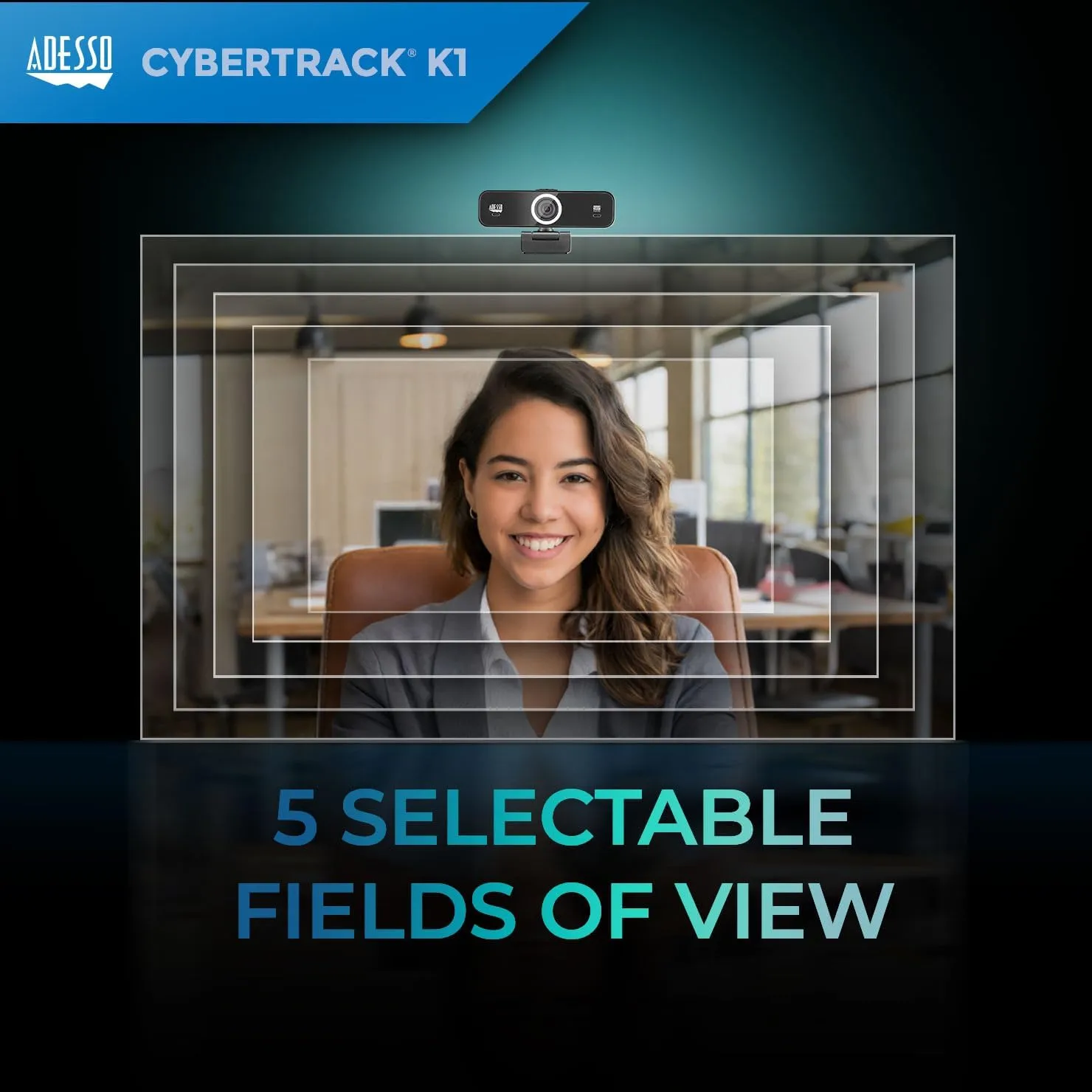 CyberTrack K1 1080P Full HD Fixed Focus USB Webcam with Adjustable View Angle Built-in Dual Microphones, Privacy Shutter