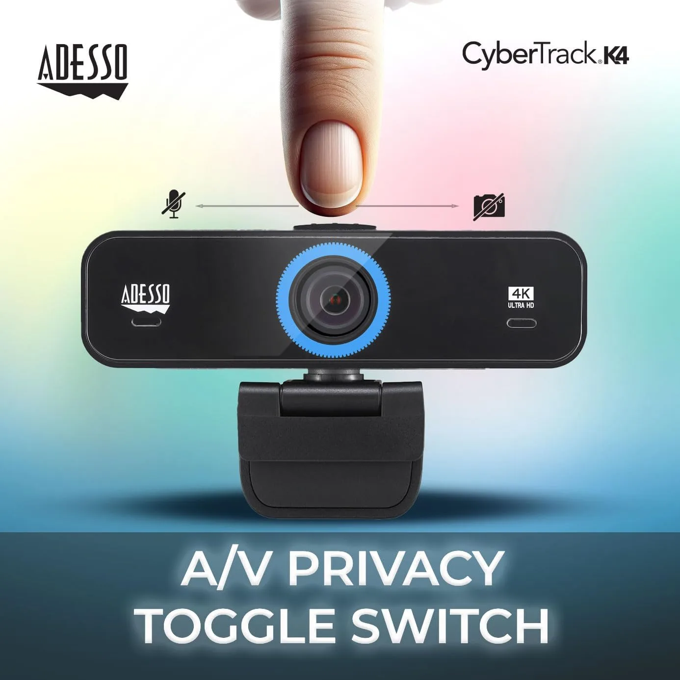 CyberTrack K4 4K Ultra HD Fixed Focus USB Webcam with Adjustable Field of View Angle, Built-in Dual Microphones
