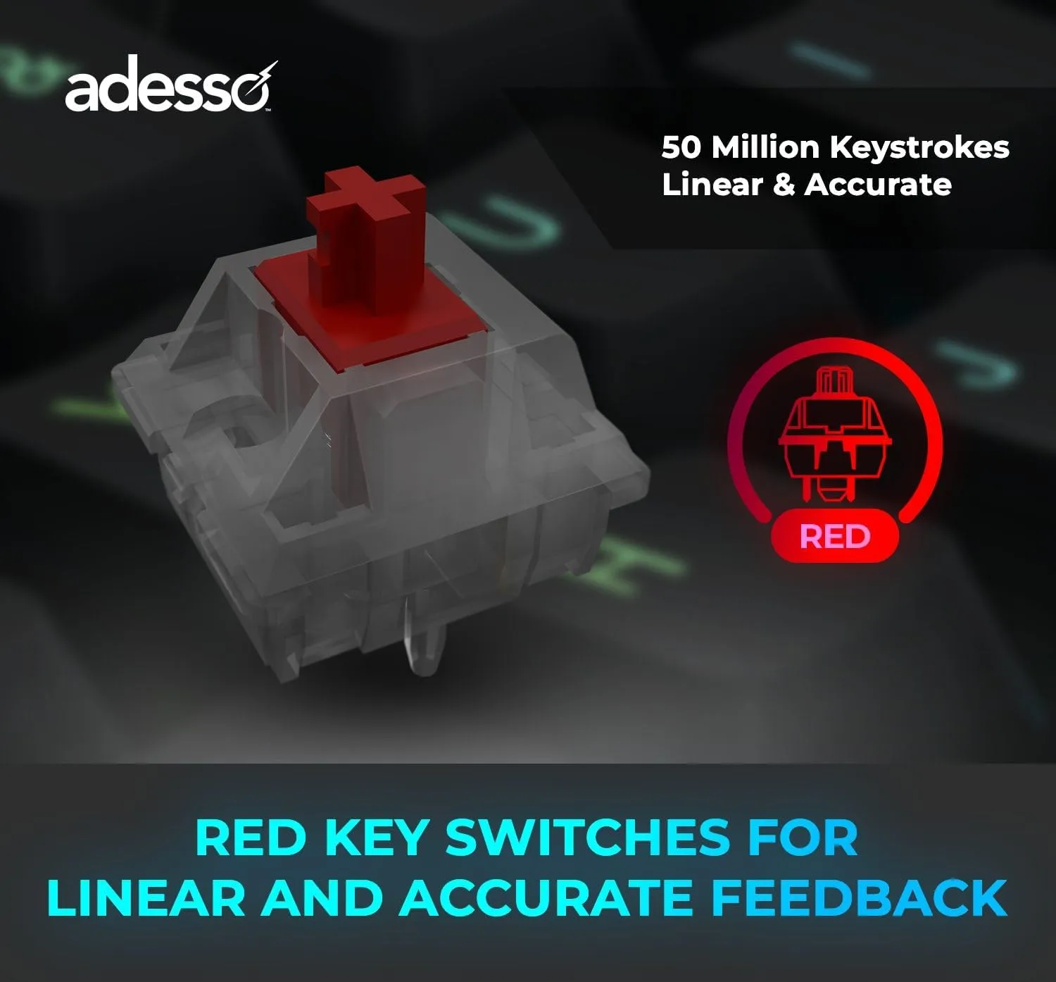 ADESSO EasyTouch 1000 Wired/Wireless/Bluetooth Multi-OS Illuminated Mechanical VIA Mini Keyboard with Copilot Ai Hotkey