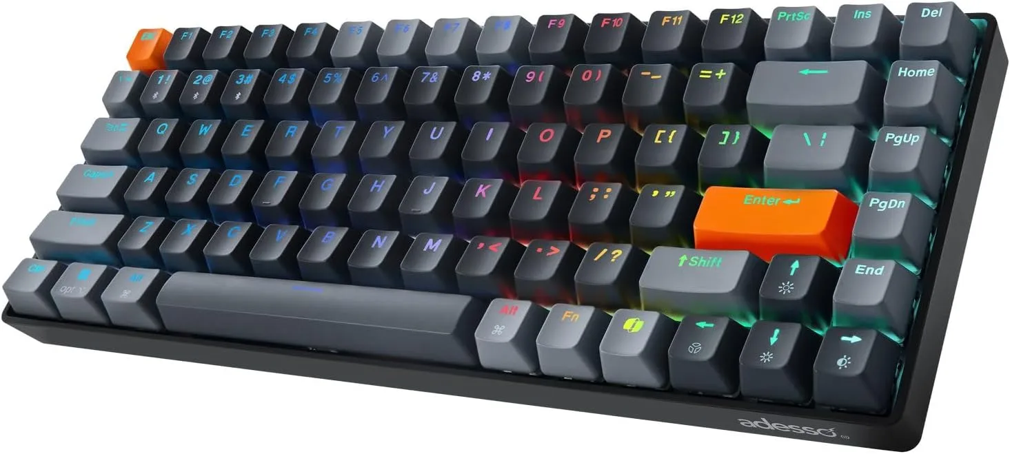 ADESSO EasyTouch 1000 Wired/Wireless/Bluetooth Multi-OS Illuminated Mechanical VIA Mini Keyboard with Copilot Ai Hotkey