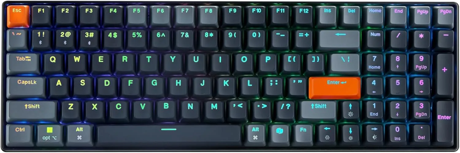 ADESSO EasyTouch 1200 Wired/Wireless/Bluetooth Multi-OS Illuminated Mechanical VIA Mini Keyboard with Copilot Ai Hotkey