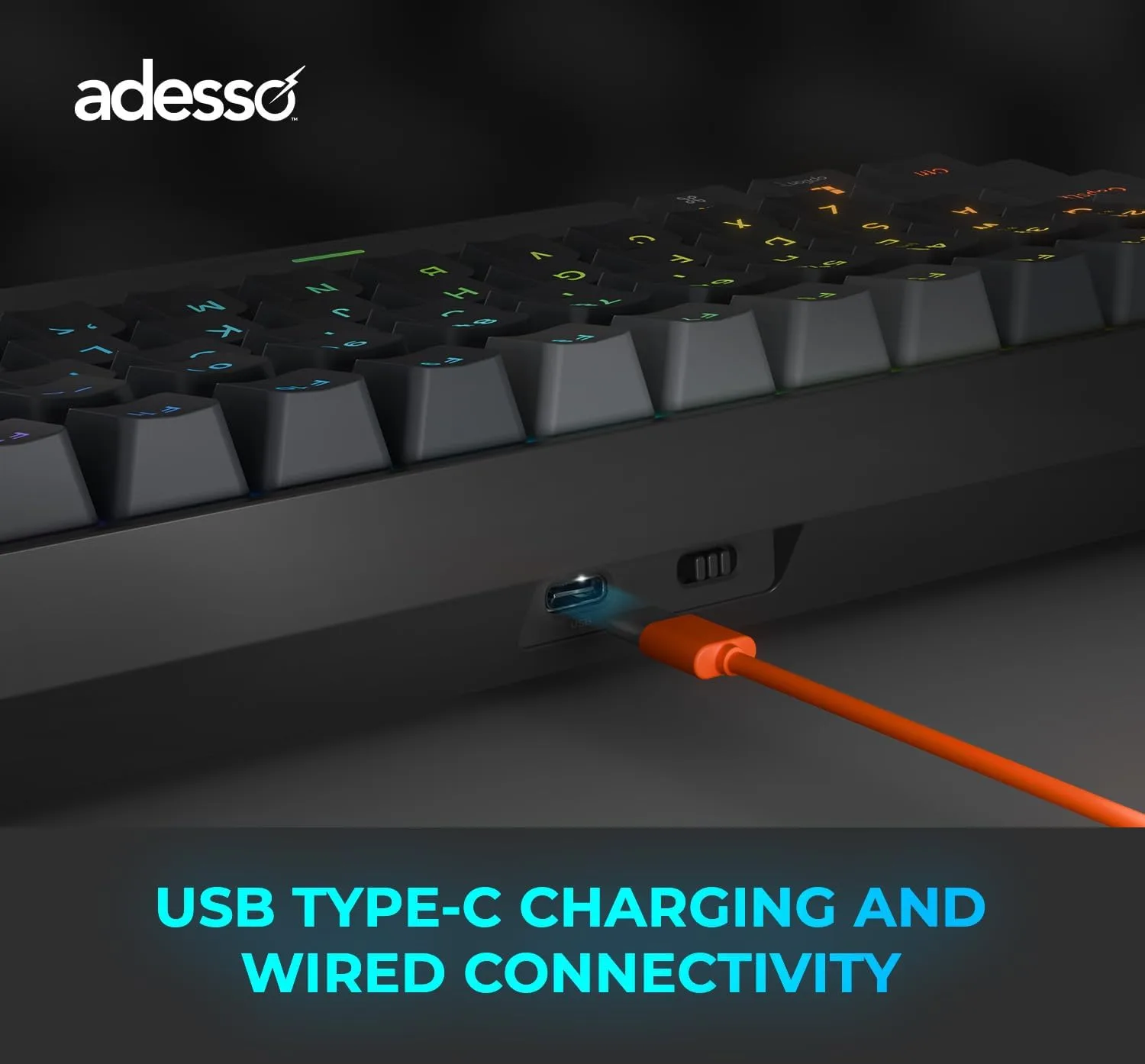 ADESSO Easytouch 1300 Mechanical RGB Hot-Swappable Keyboard with Copilot AI Hotkey