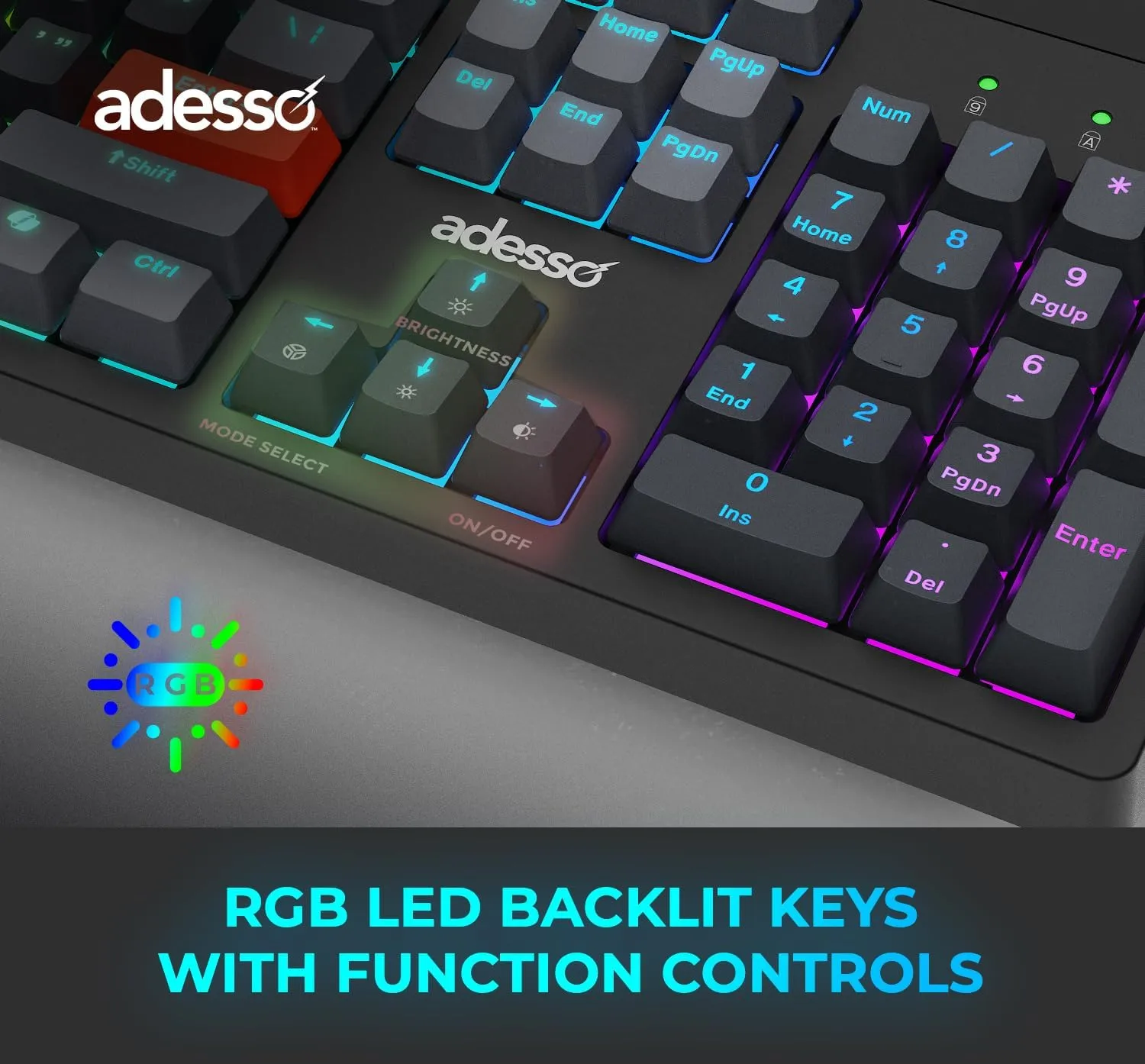 ADESSO Easytouch 1300 Mechanical RGB Hot-Swappable Keyboard with Copilot AI Hotkey