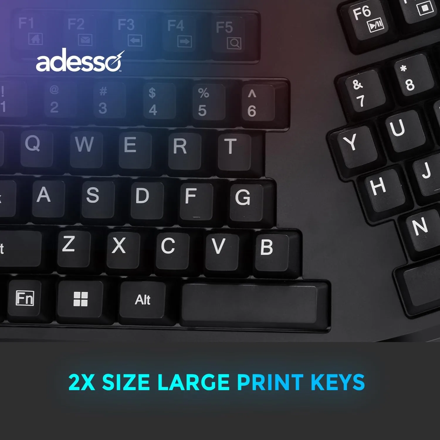 ADESSO EasyTouch 150 Ergonomic Wired Mechanical Keyboard with Cherry MX Brown Switches