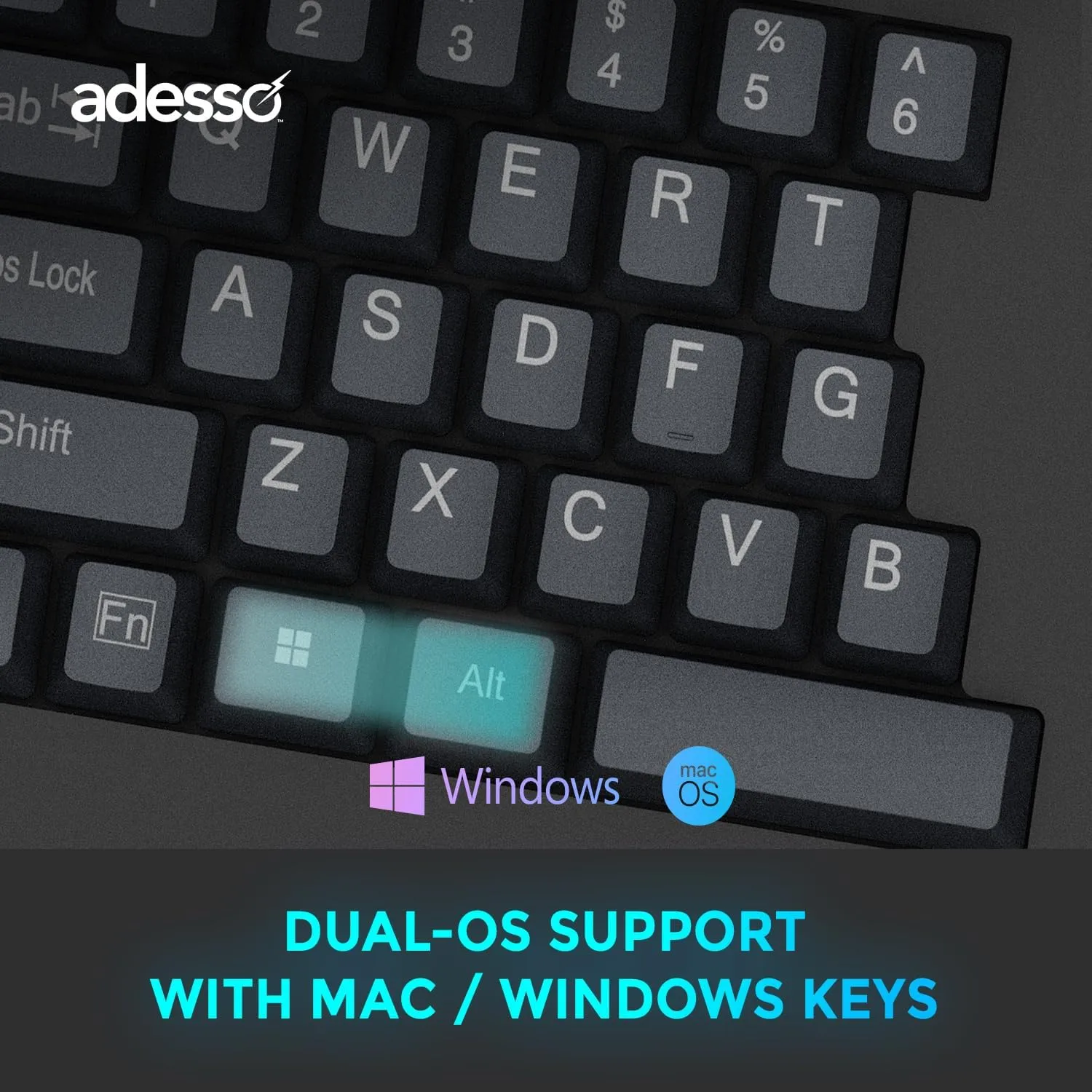 ADESSO EasyTouch 150 Ergonomic Wired Mechanical Keyboard with Cherry MX Brown Switches