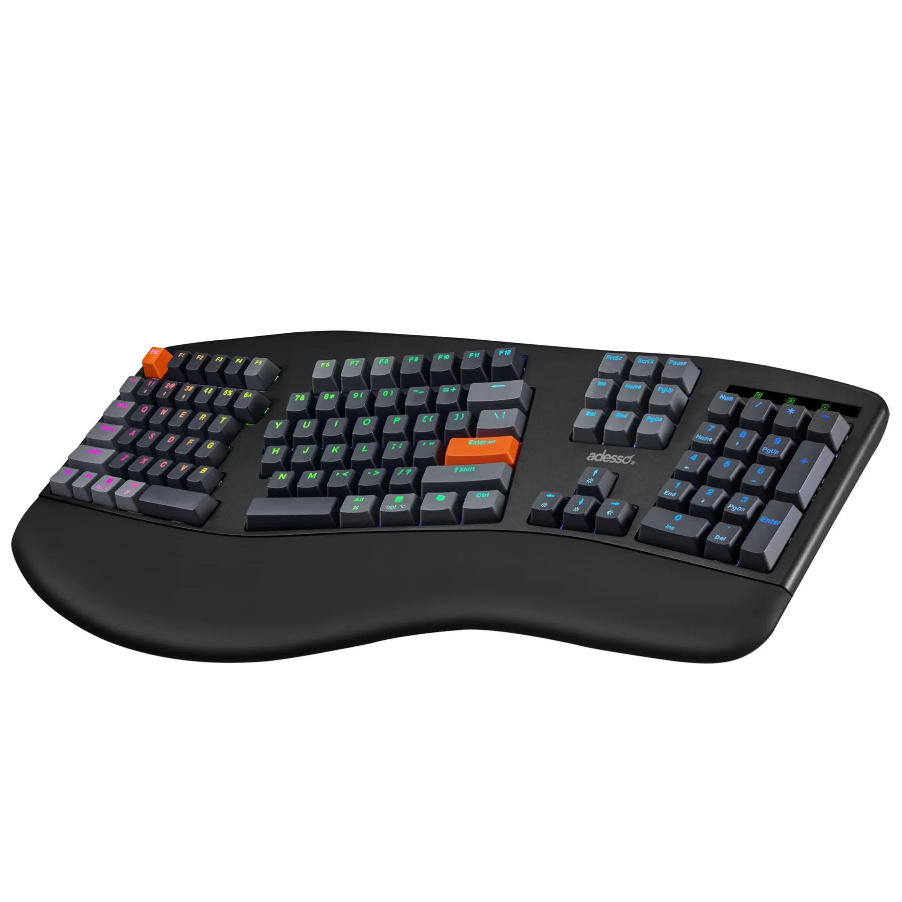 ADESSO EasyTouch 1500 Ergonomic Mechanical Keyboard - Cherry Red, RGB, Wired/Wireless/Bluetooth, VIA Programmable, Copilot AI Hotkey