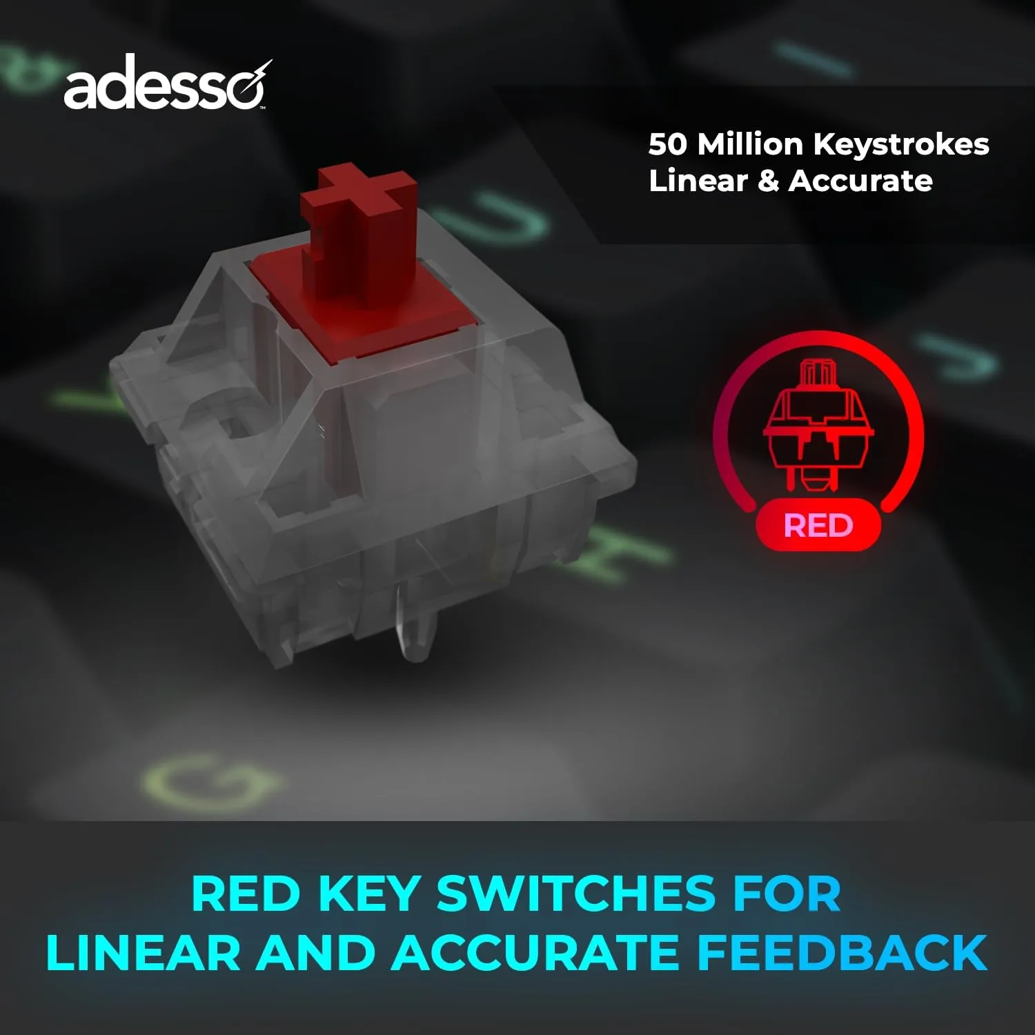 ADESSO EasyTouch 1500 Ergonomic Mechanical Keyboard - Cherry Red, RGB, Wired/Wireless/Bluetooth, VIA Programmable, Copilot AI Hotkey