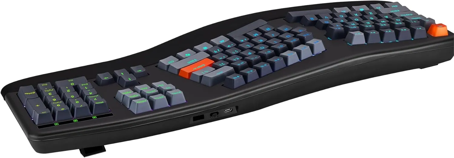 ADESSO EasyTouch 1500 Ergonomic Mechanical Keyboard - Cherry Red, RGB, Wired/Wireless/Bluetooth, VIA Programmable, Copilot AI Hotkey