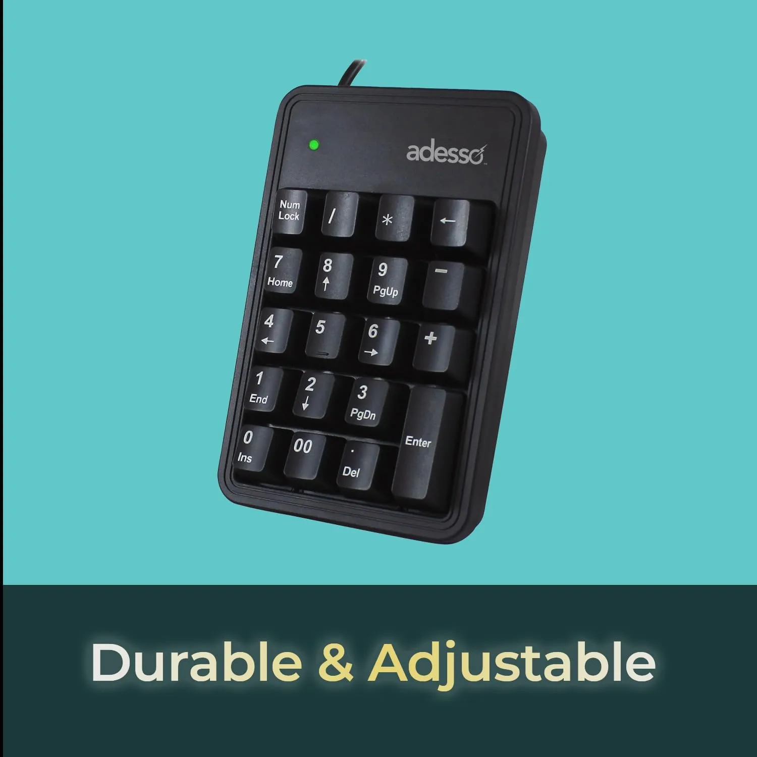 ADESSO EasyTouch 600 Mechanical Numeric Keypad USB Wired with Cherry Red Switches 19 Key Number Pad