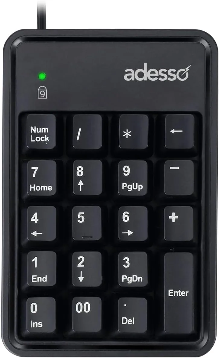 ADESSO EasyTouch 600 Mechanical Numeric Keypad USB Wired with Cherry Red Switches 19 Key Number Pad