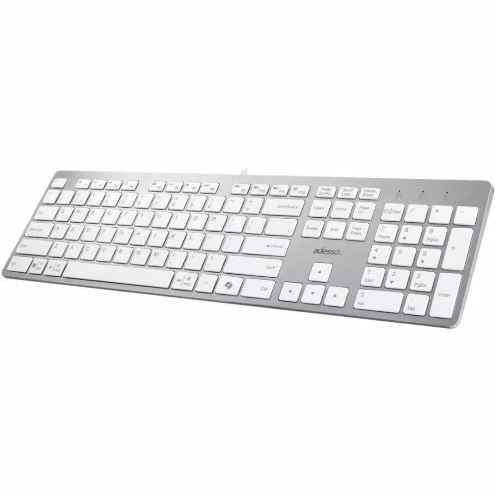 Adesso EasyTouch 730UW USB-C Multi OS Scissor Switch Keyboard with Copilot AI Hotkey and USB-C, USB-A, 3.5mm Aux Ports