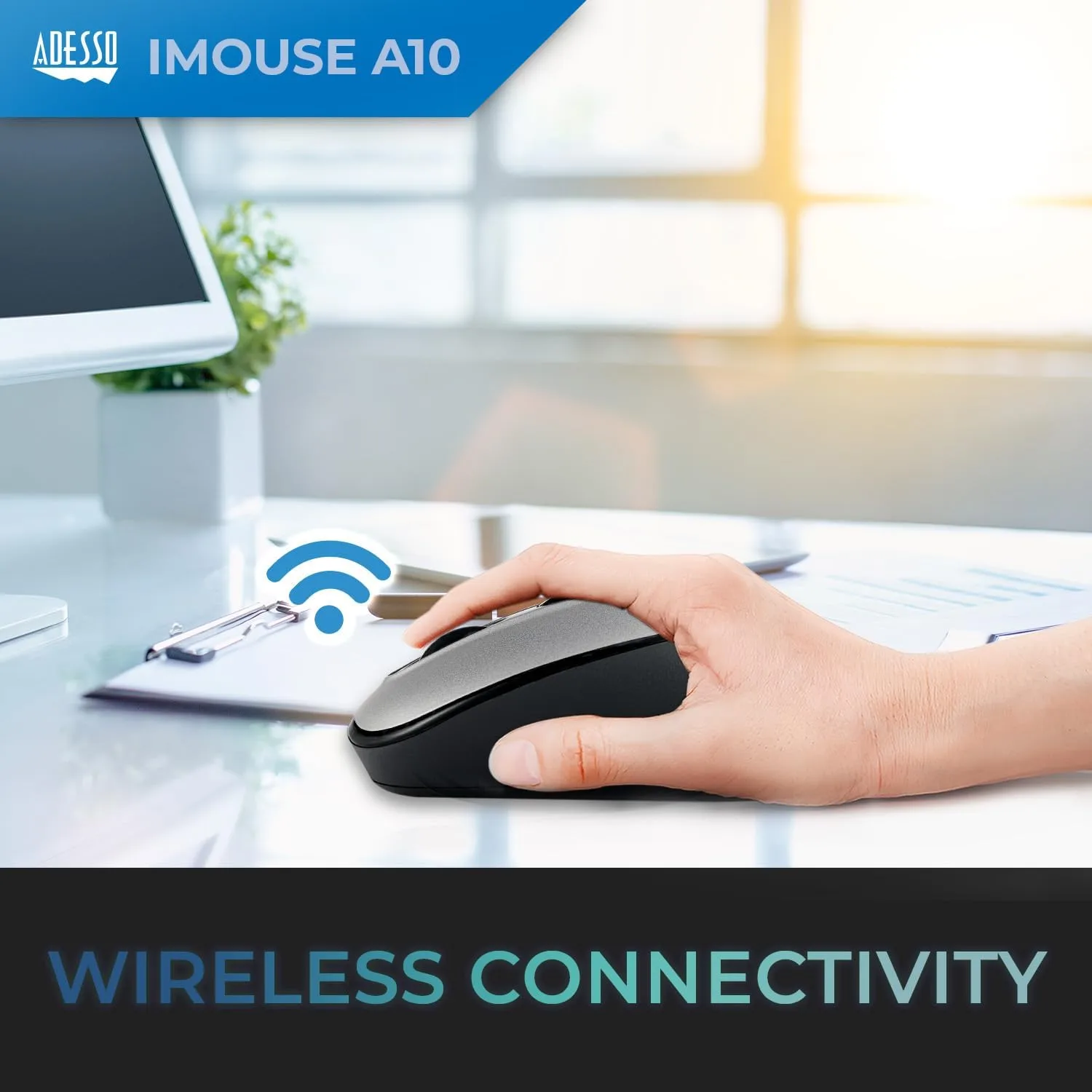 iMouse A10 Wireless Optical Mouse, 2.4 GHz RF Technology, 800/1200/1600 DPI, Right & Left Hand Use, with Nano Receiver