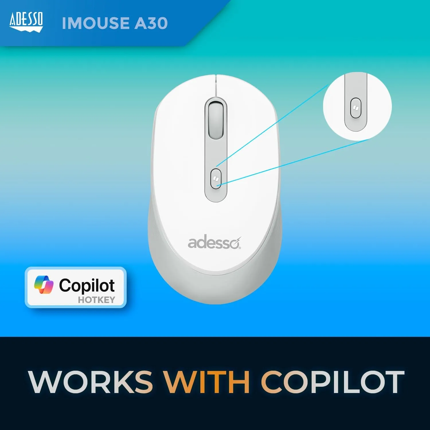 ADESSO iMouse A30 Wireless Mouse with AI Copilot Button