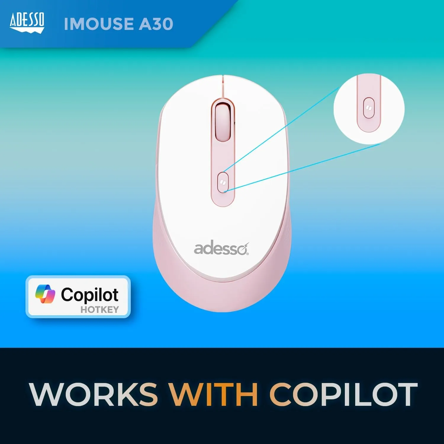ADESSO iMouse A30 Wireless Mouse with AI Copilot Button