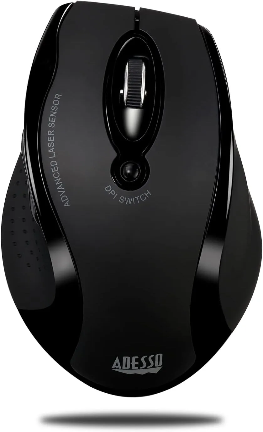 Adesso iMouse G25 Wireless RF Ergonomic Laser Mouse, Black