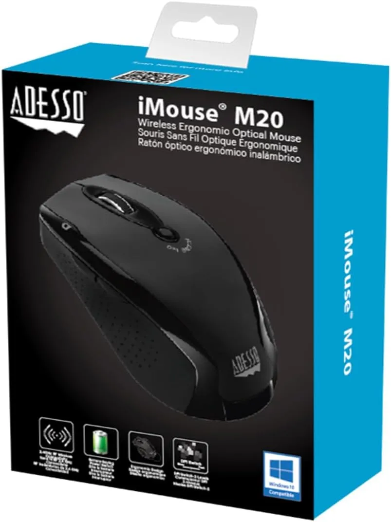 iMouse M20B - Wireless Ergonomic Optical Mouse, Black