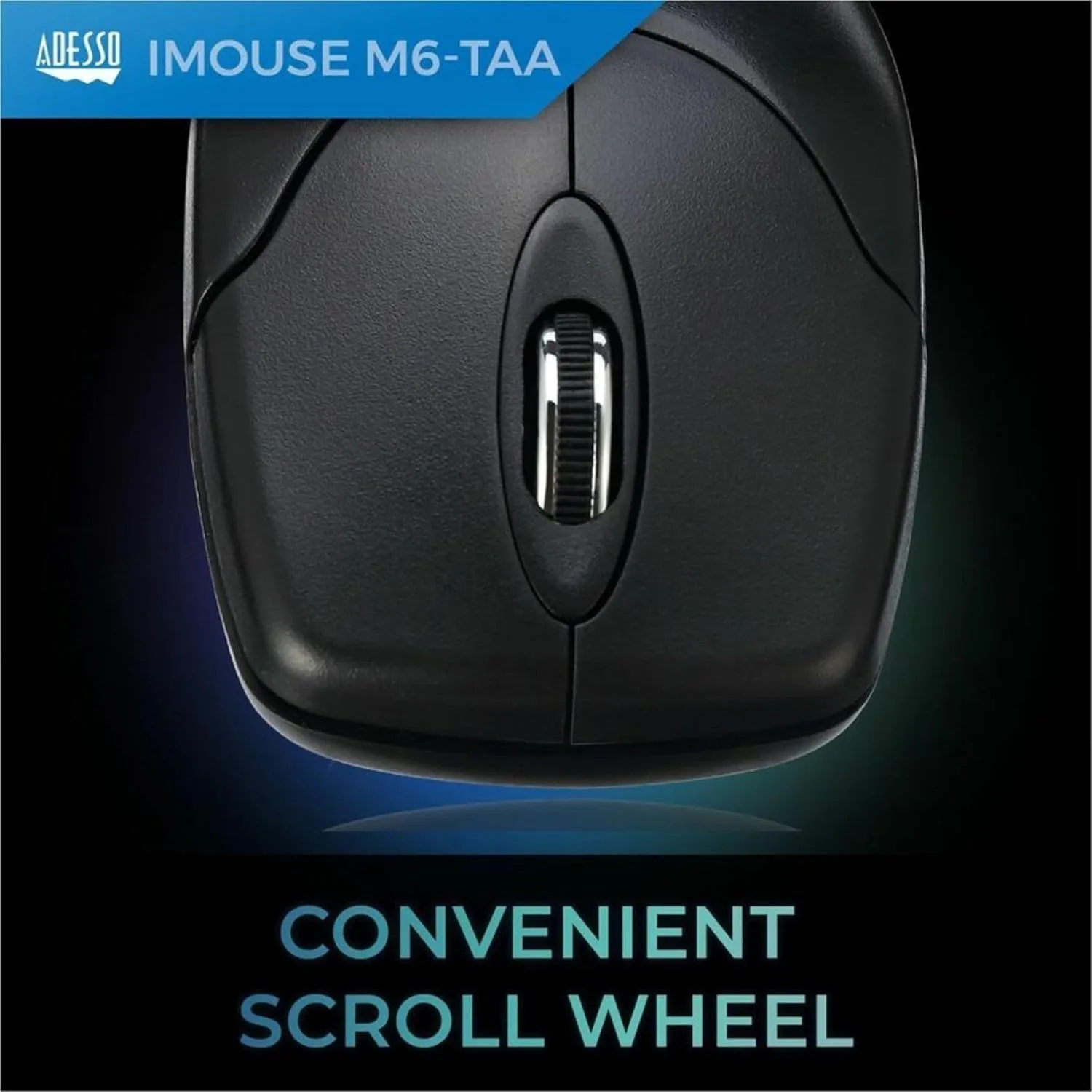 Adesso iMouse M6-TAA - Optical Scroll Mouse (TAA Compliant) - Full-size Mouse - Optical - Cable - Black - IMOUSEM6TAA